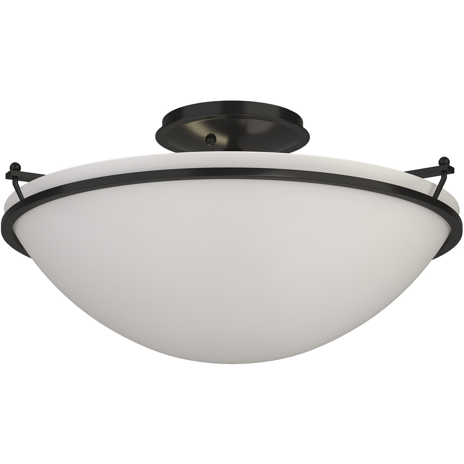 Plain 3 Light 17.2 inch Black Semi Flush Ceiling Light in Opal Large