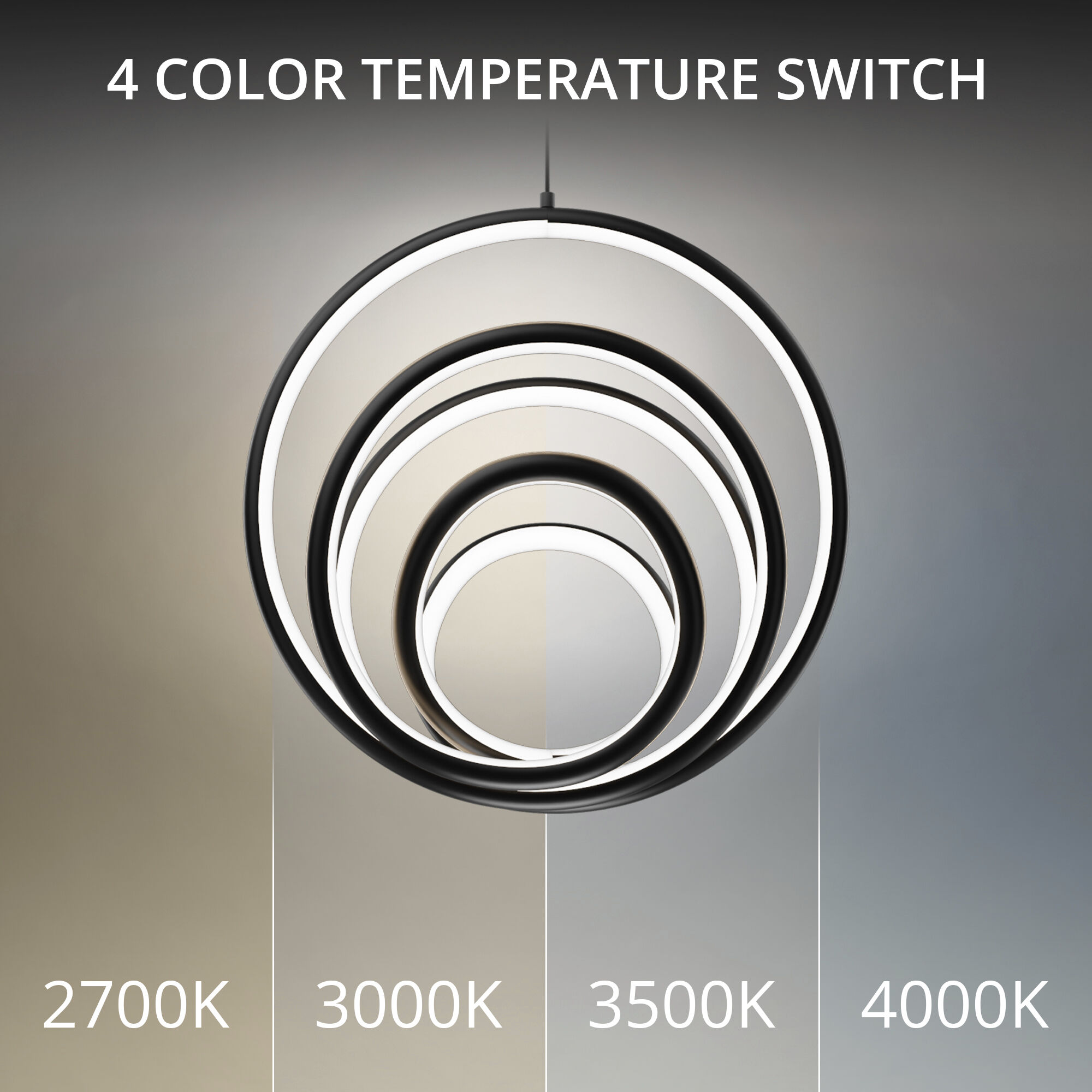 Hoopla LED 7.78 inch Black Pendant Ceiling Light in 2700K, dweLED