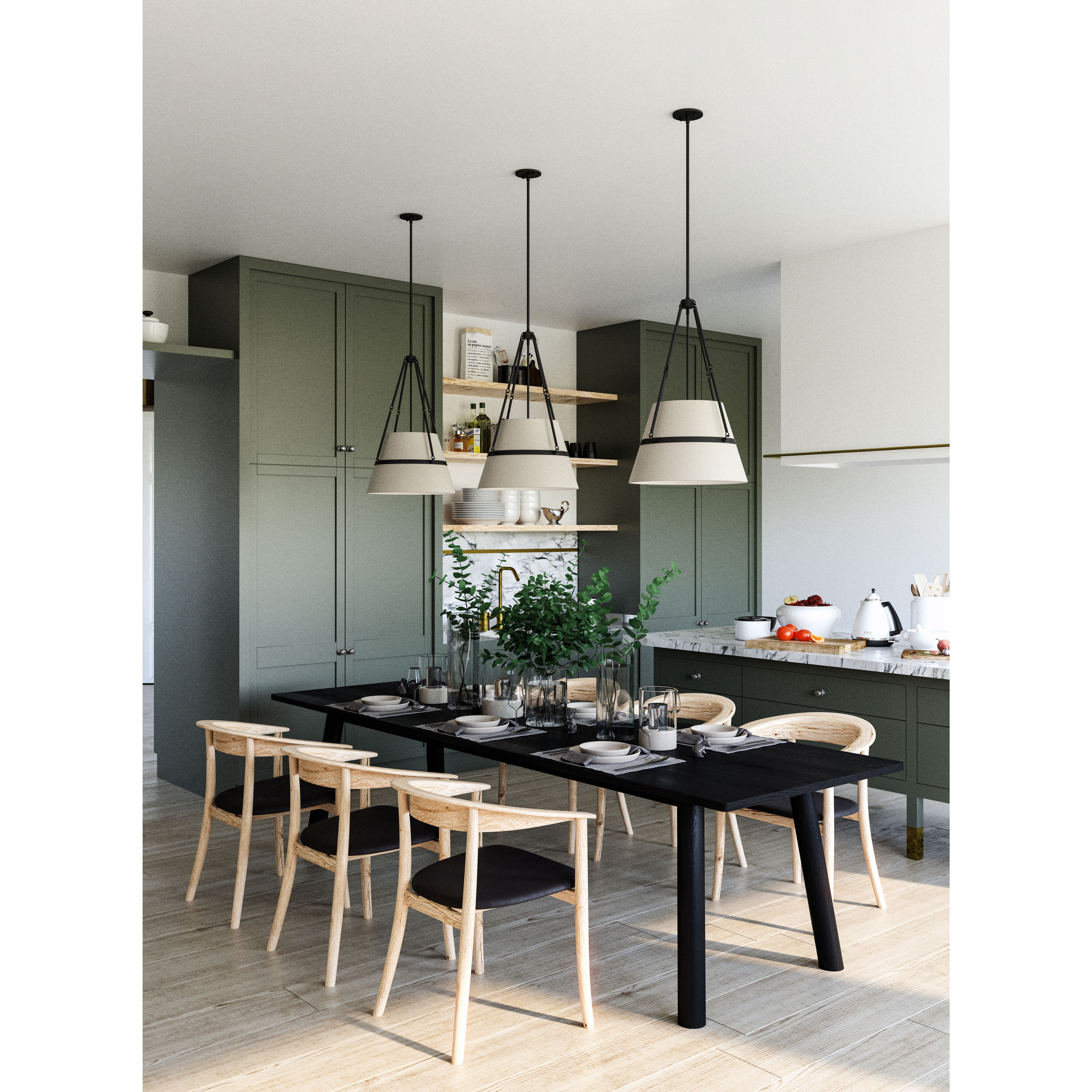 Alora Mood Oliver Pendant Ceiling Light in Matte Black