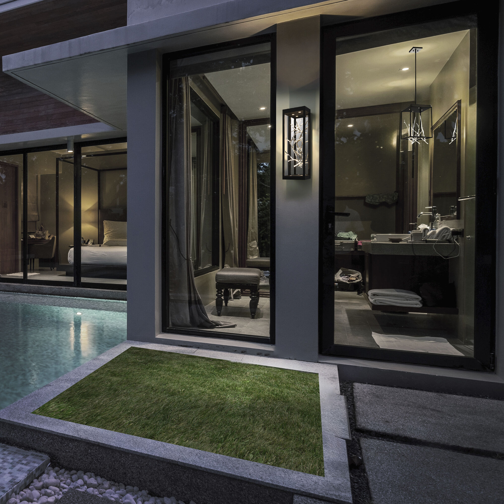 Aerie LED 20 inch Silver and Black Outdoor Wall Sconce, Both Indoor/Outdoor