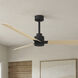 Atlas Alessandra 56 inch Matte Black with Light Maple Tone Blades Transitional Ceiling Fan