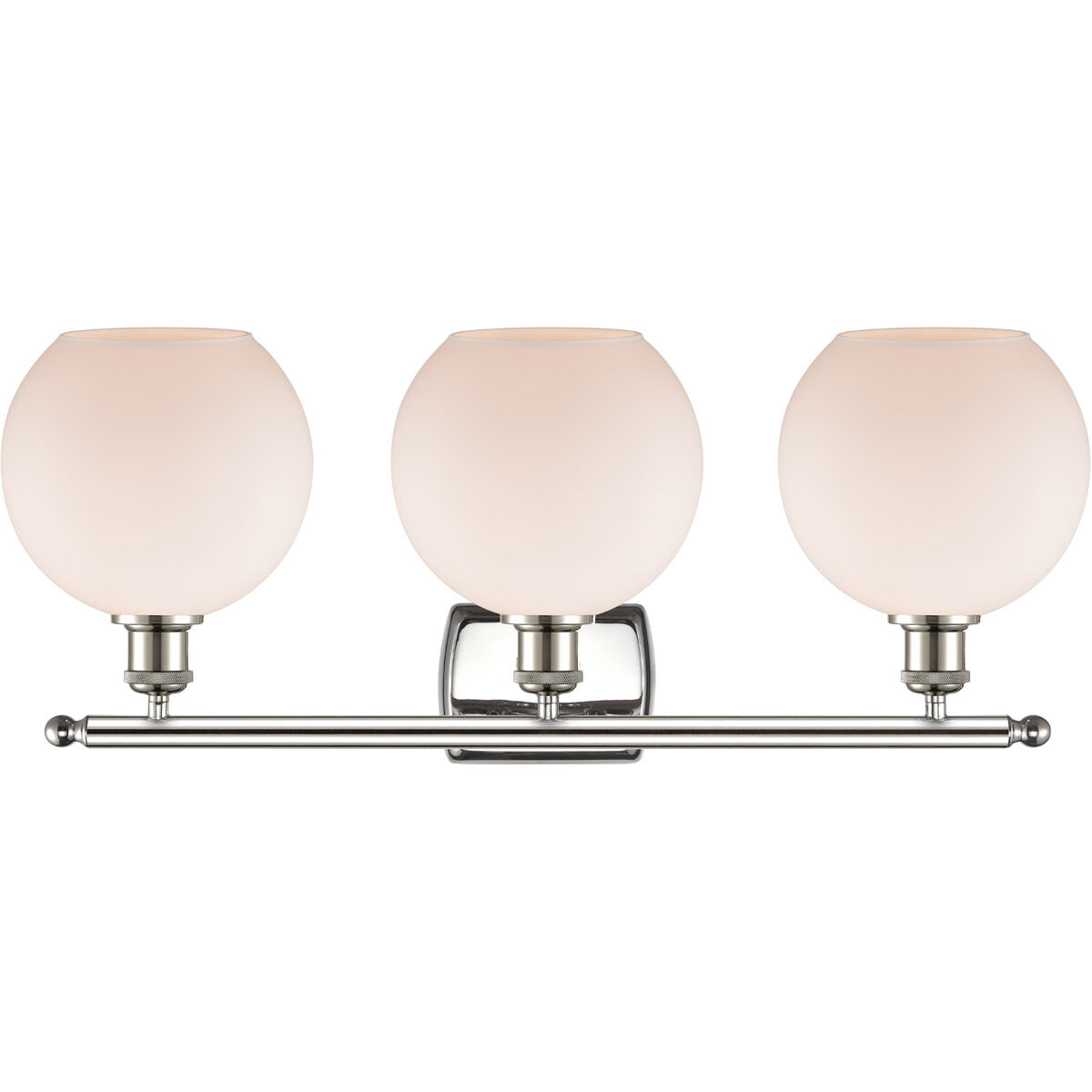 Ballston Athens 3 Light 26 inch Polished Nickel Bath Vanity Light Wall Light in Matte White Glass, Ballston