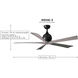 Atlas Irene-5 60 inch Matte Black with Light Maple Blades Indoor/Outdoor Ceiling Fan