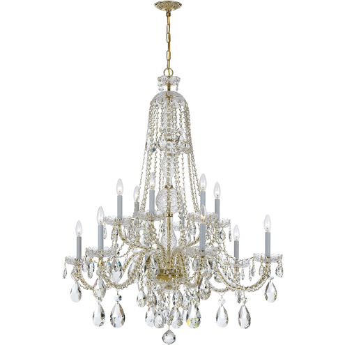 Traditional Crystal 12 Light 37.5 inch Polished Brass Chandelier Ceiling Light in Clear Spectra