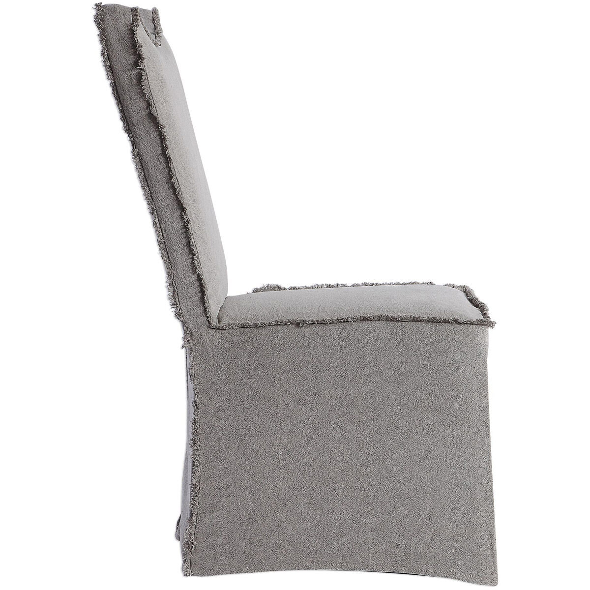 Narissa Stonewashed Gray Linen and Natural Poplar Armless Chairs, Set of 2