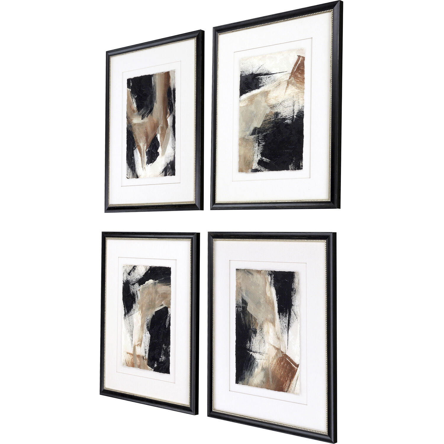 Abstract Brown and Beige and Black Framed Art