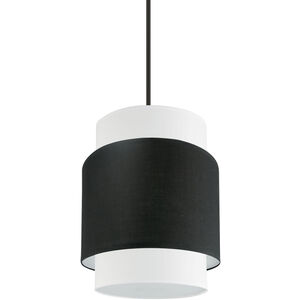Priya 1 Light 10 inch Matte Black with Black-White Pendant Ceiling Light in Black and White