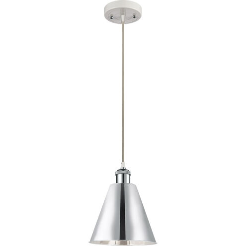 Ballston Cone LED 8 inch White and Polished Chrome Mini Pendant Ceiling Light