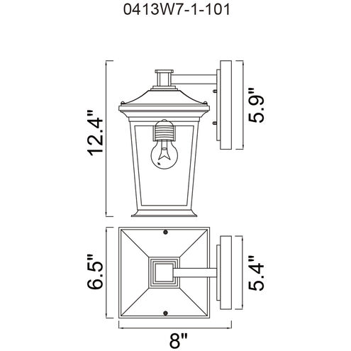 Leawood 1 Light 12.4 inch Black Outdoor Wall Light