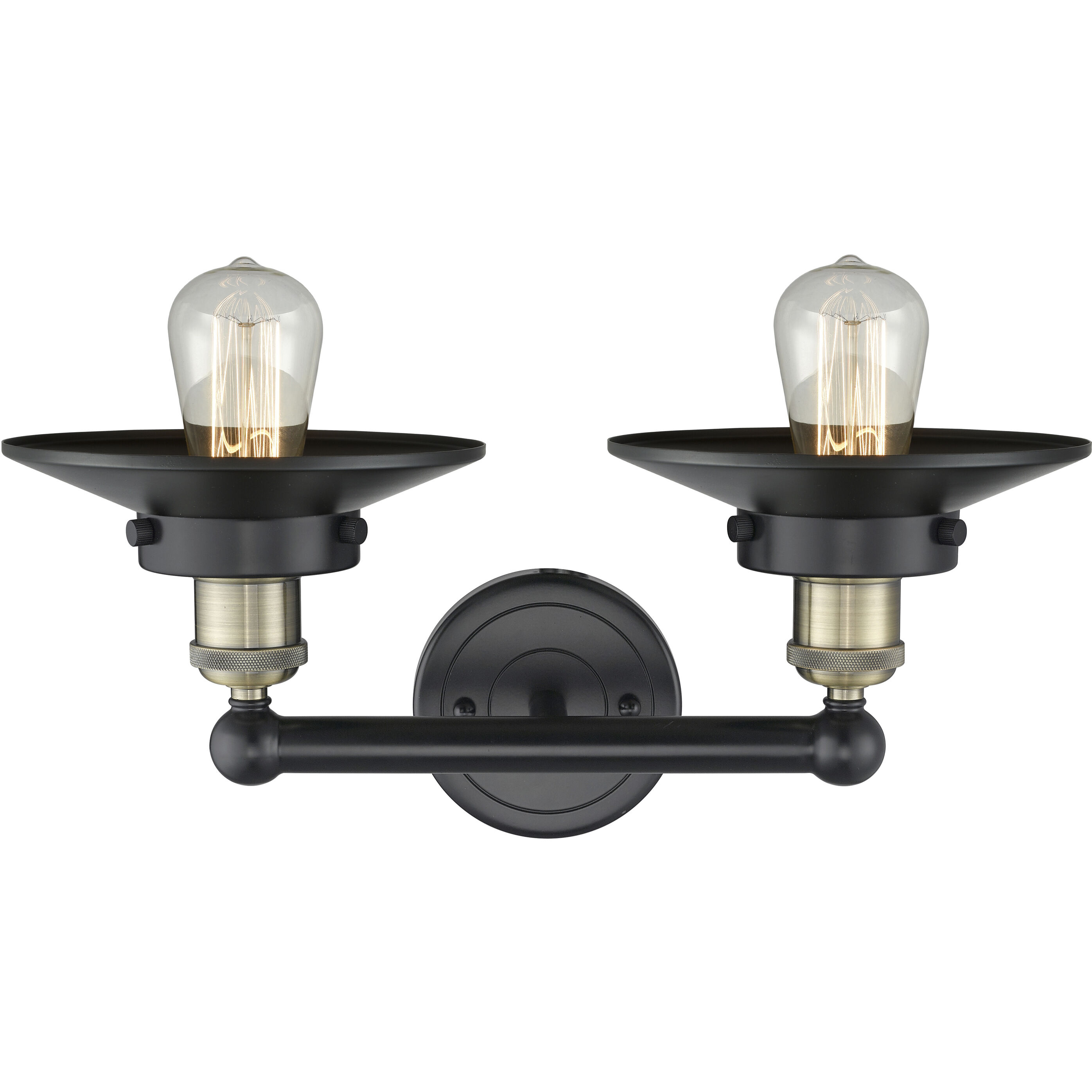 Railraod 2 Light 17 inch Black Antique Brass Bath Vanity Light Wall Light in Matte Black