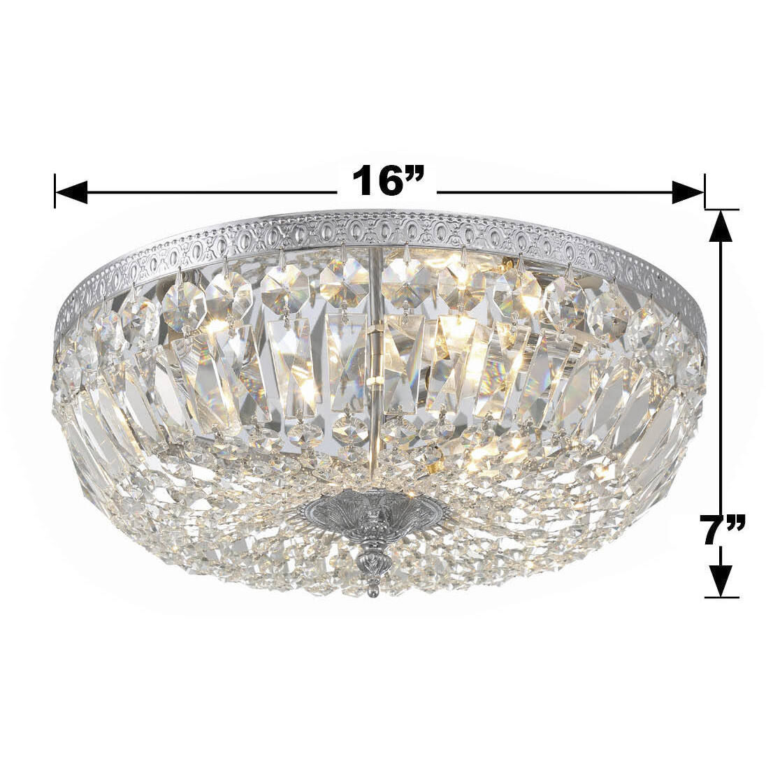 Waltham 3 Light 16 inch Polished Chrome Flush Ceiling Light in Clear Spectra