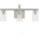 Melina 3 Light 22 inch Brushed Nickel with Clear Vanity Light Wall Light