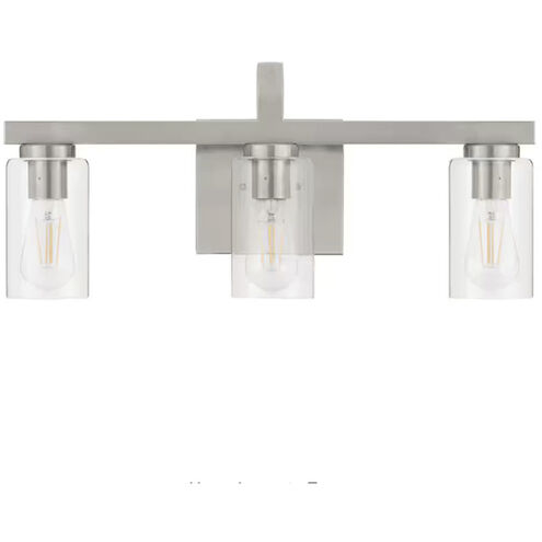 Melina 3 Light 22 inch Brushed Nickel with Clear Vanity Light Wall Light