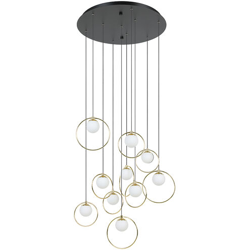Portocolom LED 23 inch Black and Polished Brass Cascade Pendant Ceiling Light