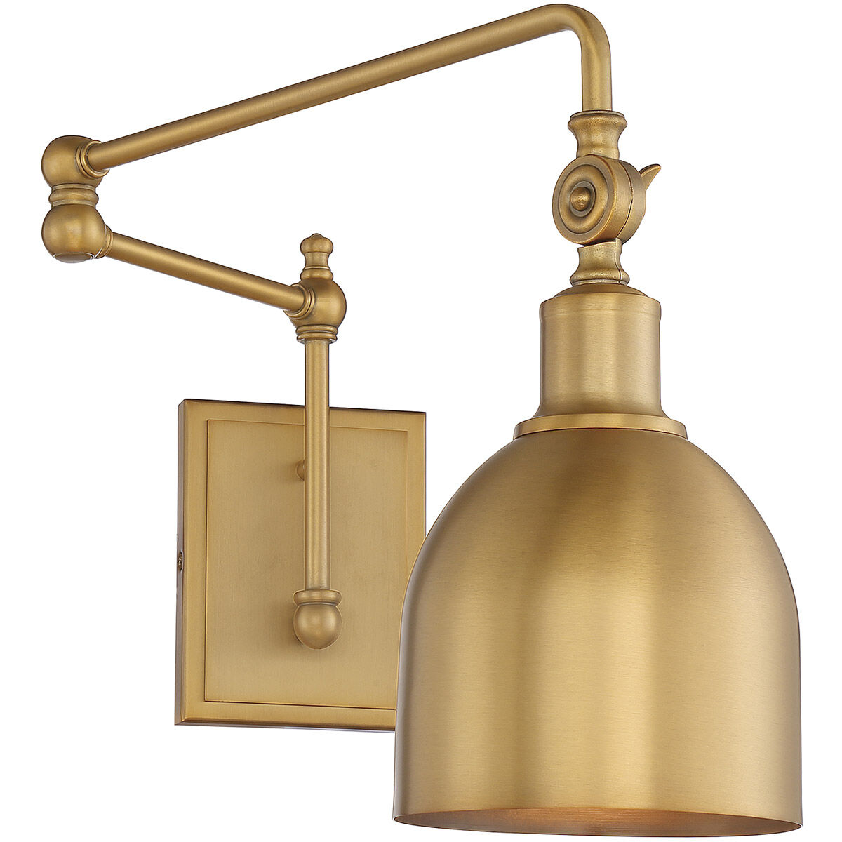 Farmhouse 6 inch 60.00 watt Natural Brass Adjustable Wall Sconce Wall Light