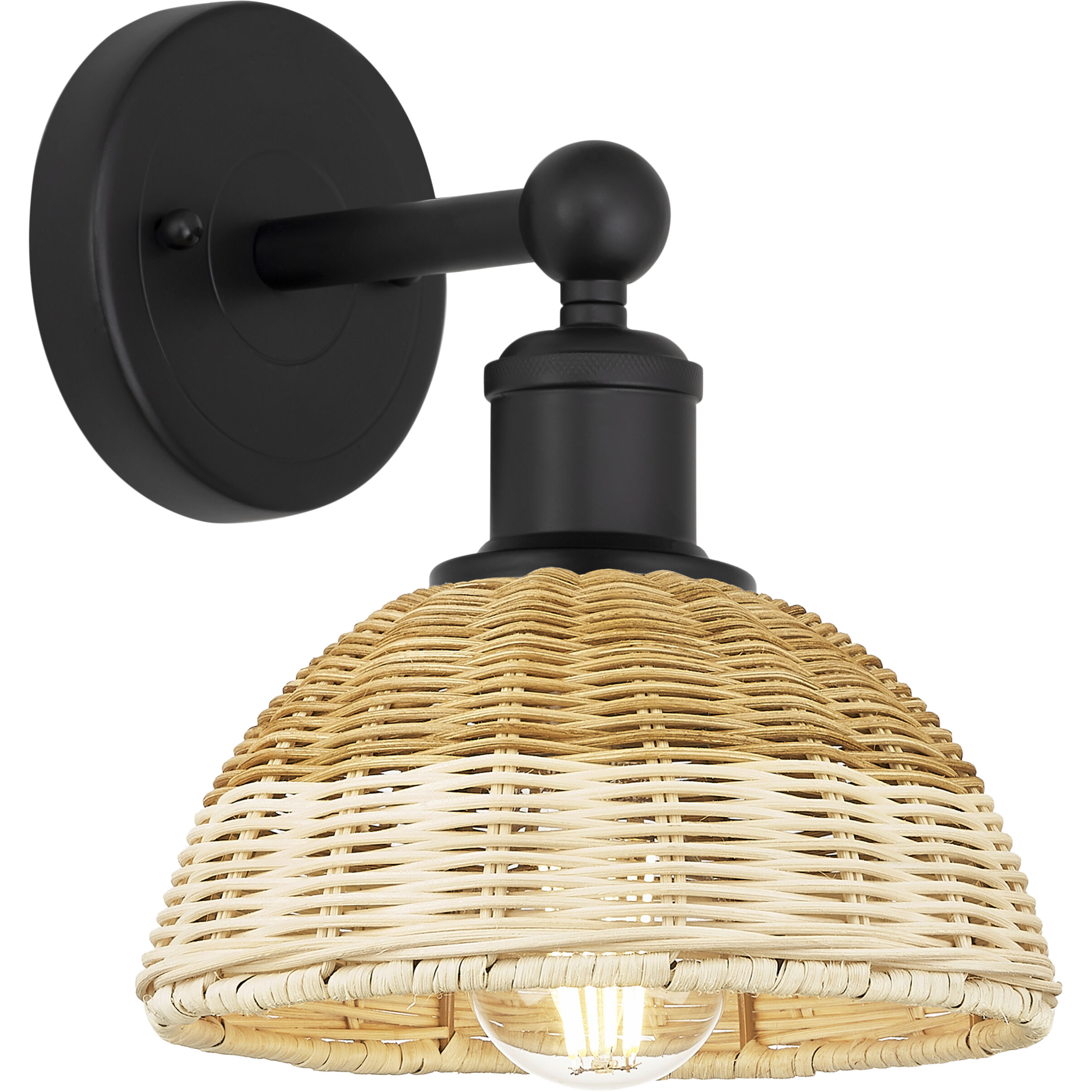 Edison Bristol Natural II Armed Sconce Wall Light in Matte Black