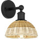 Edison Bristol Natural II Armed Sconce Wall Light in Matte Black