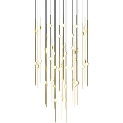 Constellation Aries LED 24.75 inch Satin Brass Pendant Ceiling Light in 3000K, White Optical Acrylic, 10 FT. Cord