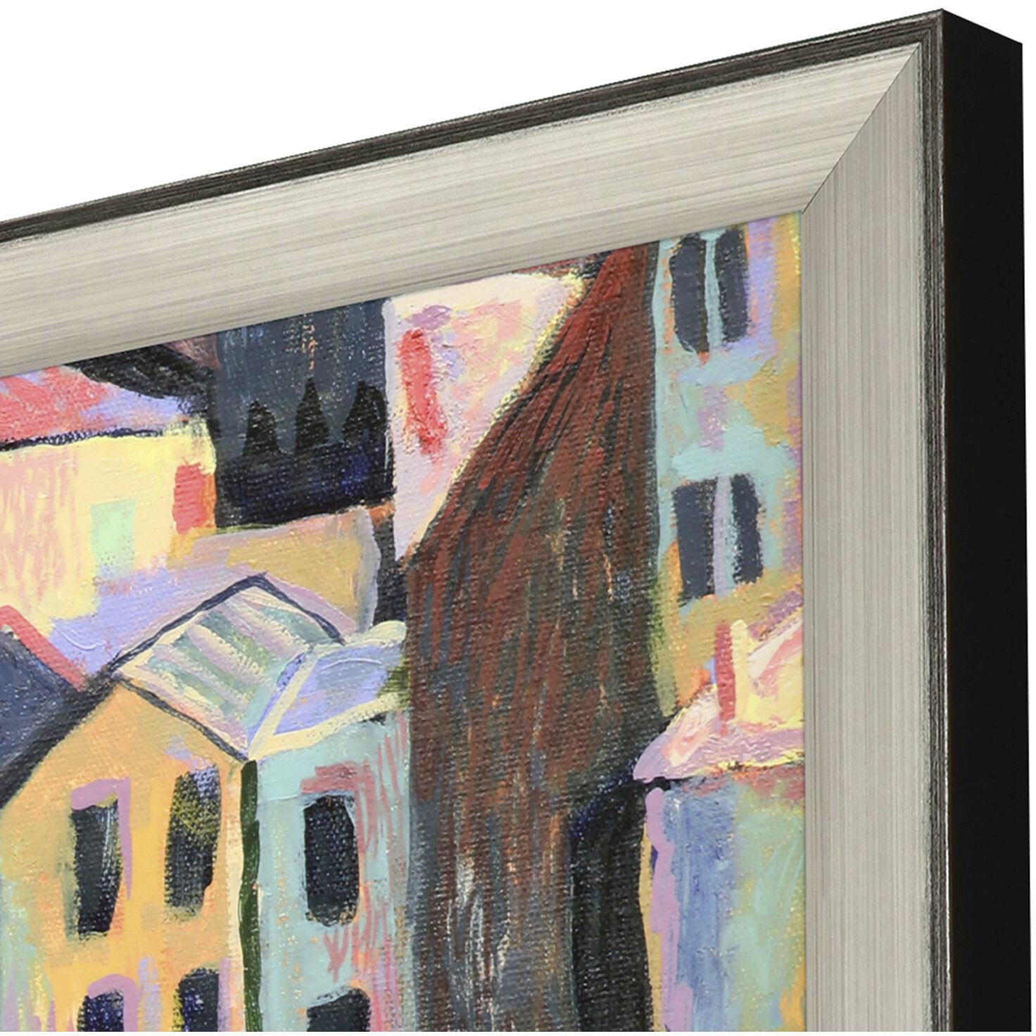 Scenic Multi and Black and Pink and Purple Framed Art