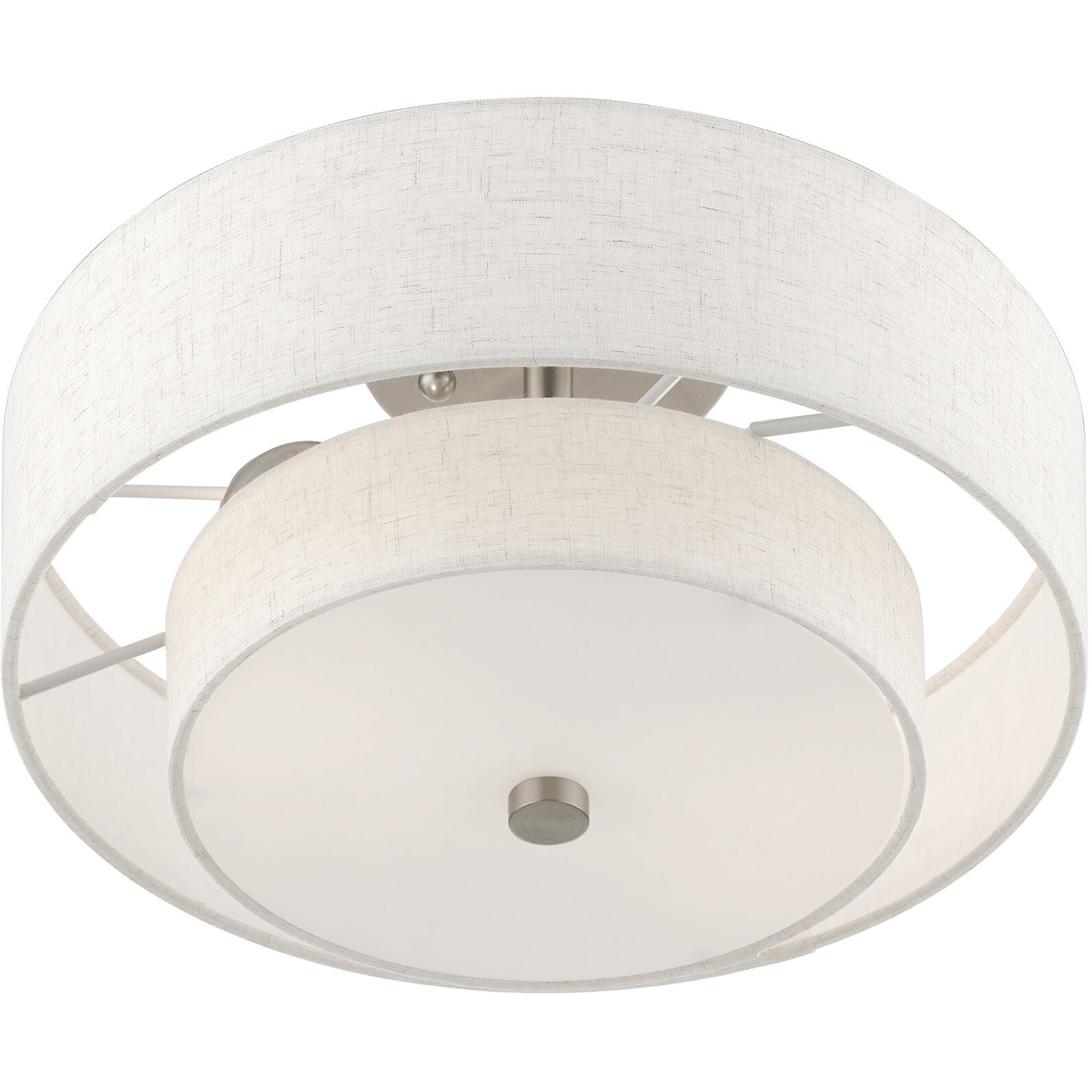 Meridian 2 Light 13 inch Brushed Nickel Semi-Flush Ceiling Light