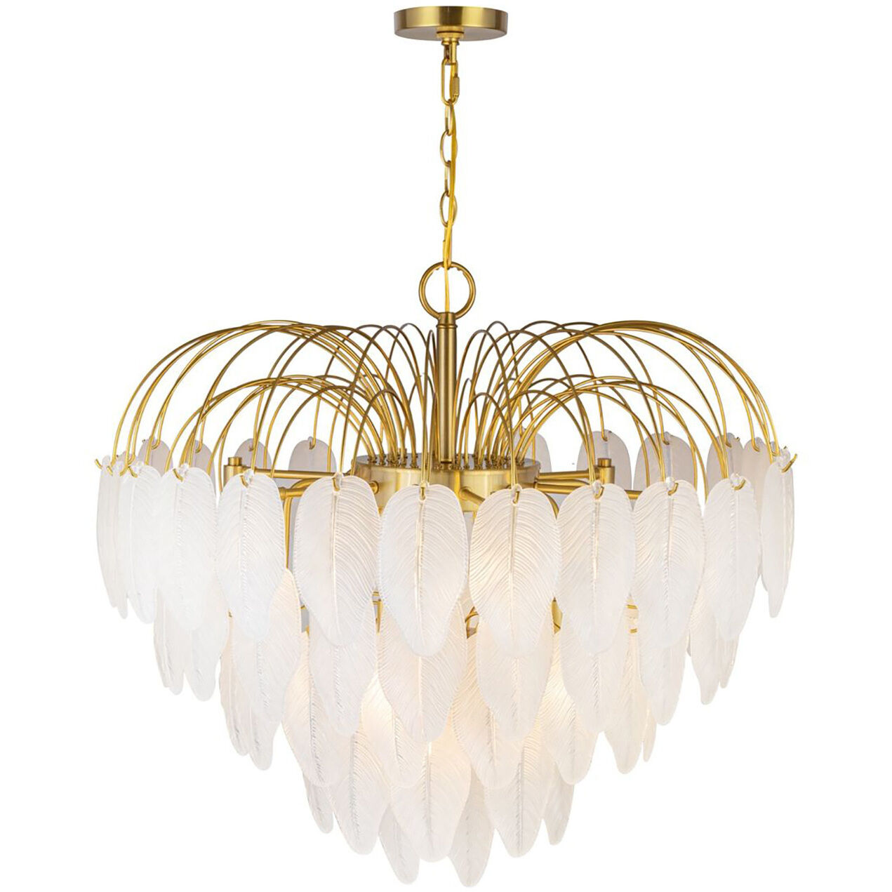Alessia 19 Light 28.4 inch Brushed Brass and White Chandelier Ceiling Light