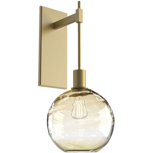 Optic Blown Glass 1 Light 9 inch Gilded Brass Indoor Sconce Wall Light in Terra Amber, Tempo