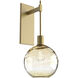 Optic Blown Glass 1 Light 9 inch Gilded Brass Indoor Sconce Wall Light in Terra Amber, Tempo