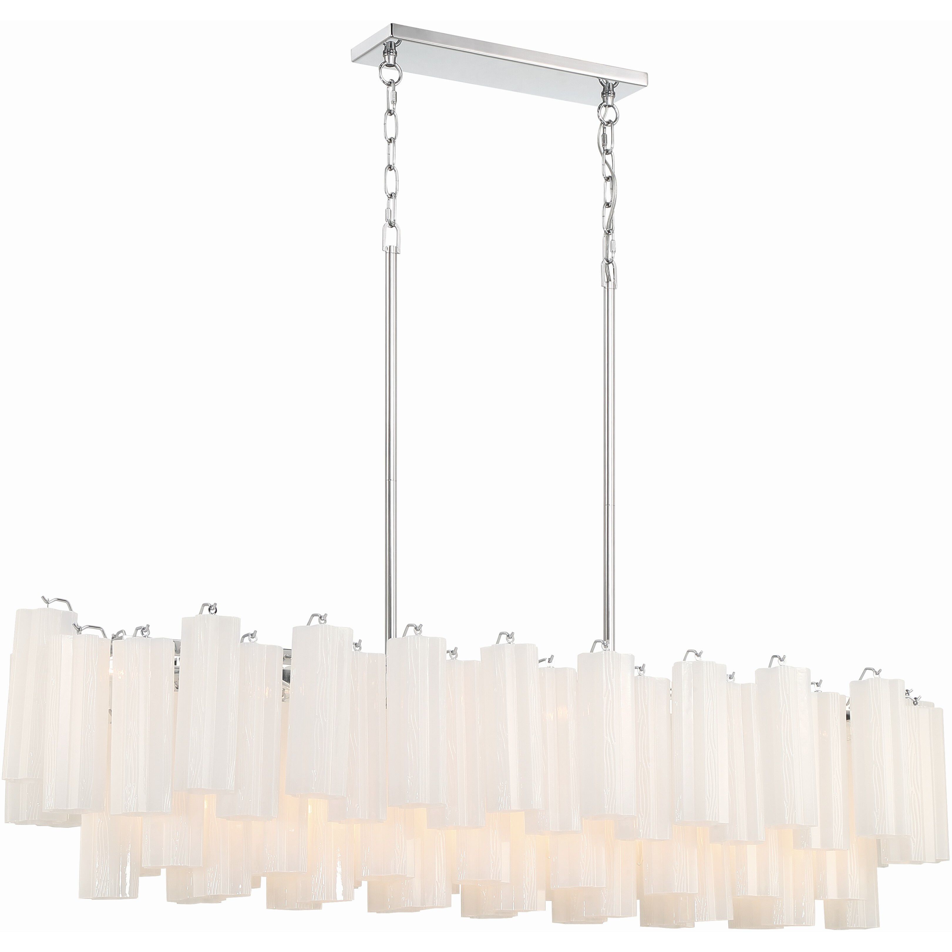 Addis 14 Light 51.75 inch Polished Chrome Linear Chandelier Ceiling Light in Tronchi Glass White