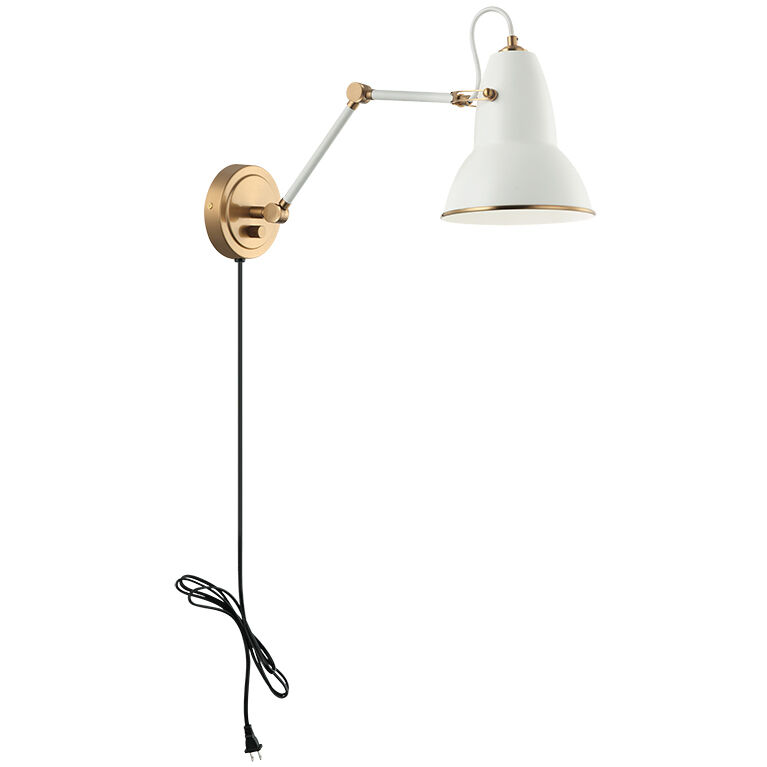 Buzz Wall Sconce Wall Light in Aged Gold Brass and White