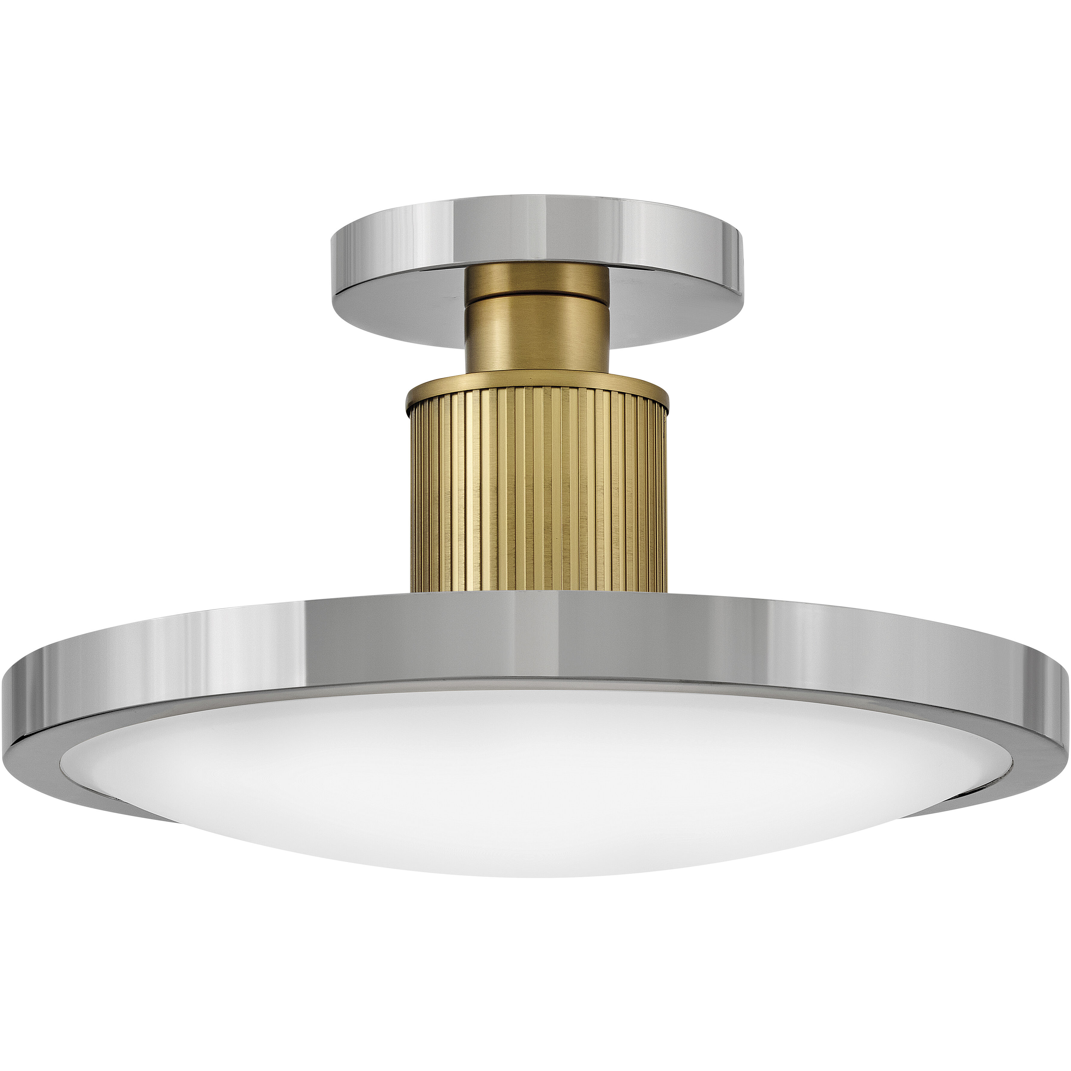 Kieran LED 14.25 inch Polished Nickel and Lacquered Brass Semi-flush Mount Ceiling Light