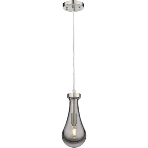 Downtown Urban Owego 1 Light 5.13 inch Satin Nickel Pendant Ceiling Light in Plated Smoke