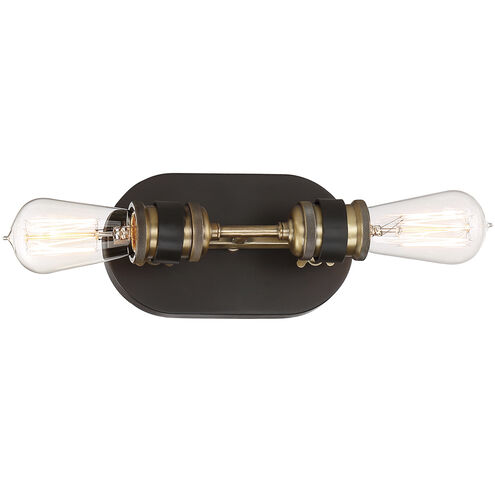 Miles 2 Light 16 inch Vintage Bronze Bath Bar Wall Light