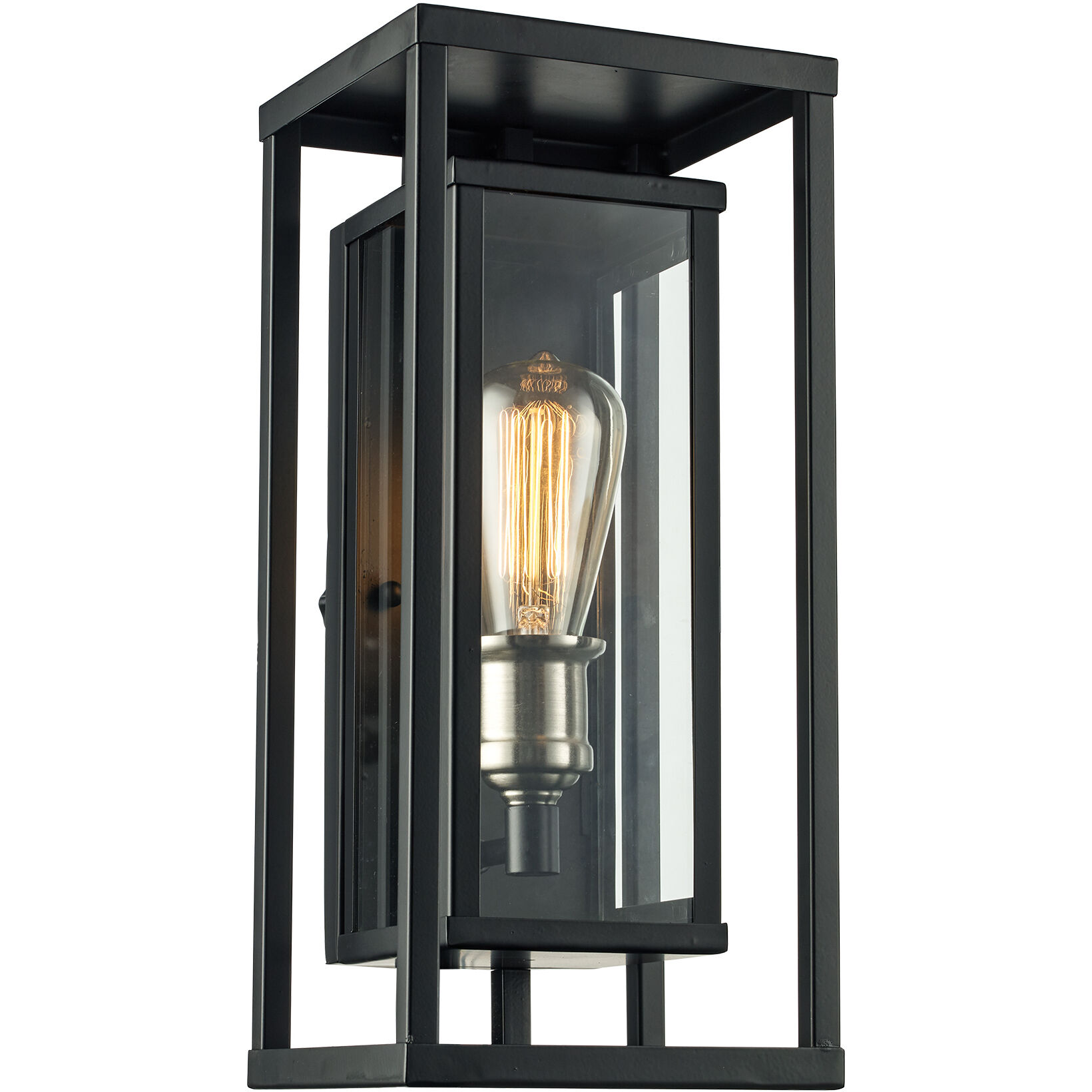 Showcase 1 Light 16 inch Black and Brushed Nickel Outdoor Wall Lantern