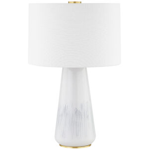 Saugerties 26 inch 60.00 watt Aged Brass and Gloss White Ash Ceramic Table Lamp Portable Light