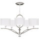 Allegretto 5 Light 29 inch Silver Chandelier Ceiling Light in Silver Leaf, White Fabric