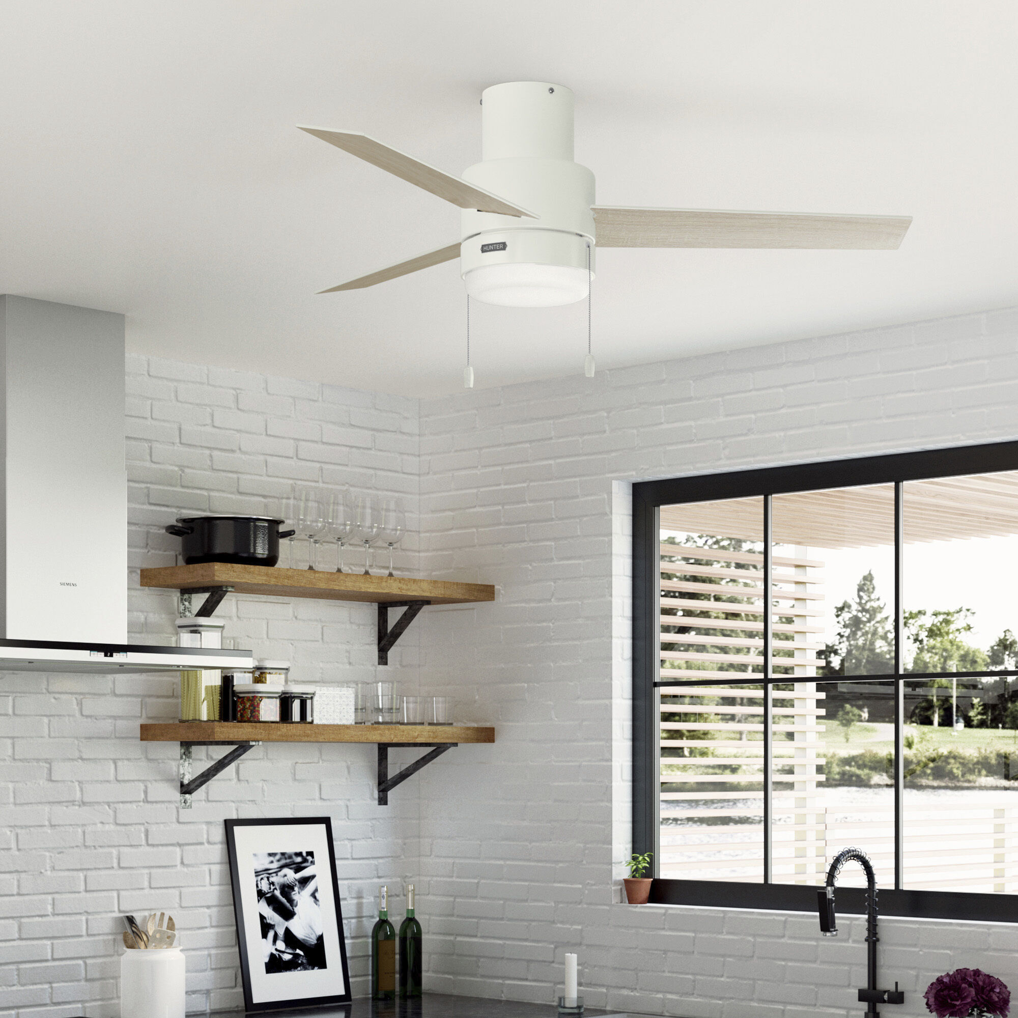 Brunner 52 inch Matte White with Light Oak/Fresh White Blades Ceiling Fan