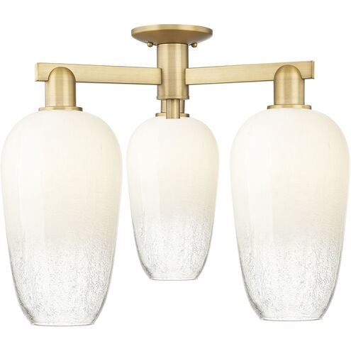 Brookhaven Flute 3 Light 24.5 inch Brushed Brass Semi-Flush Mount Ceiling Light in Opal Glass