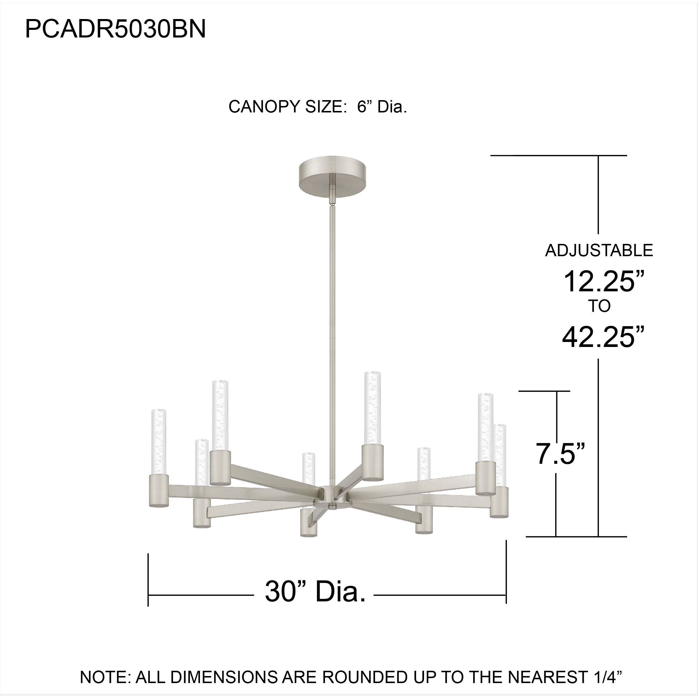 Adler 30 inch Brushed Nickel Chandelier Ceiling Light