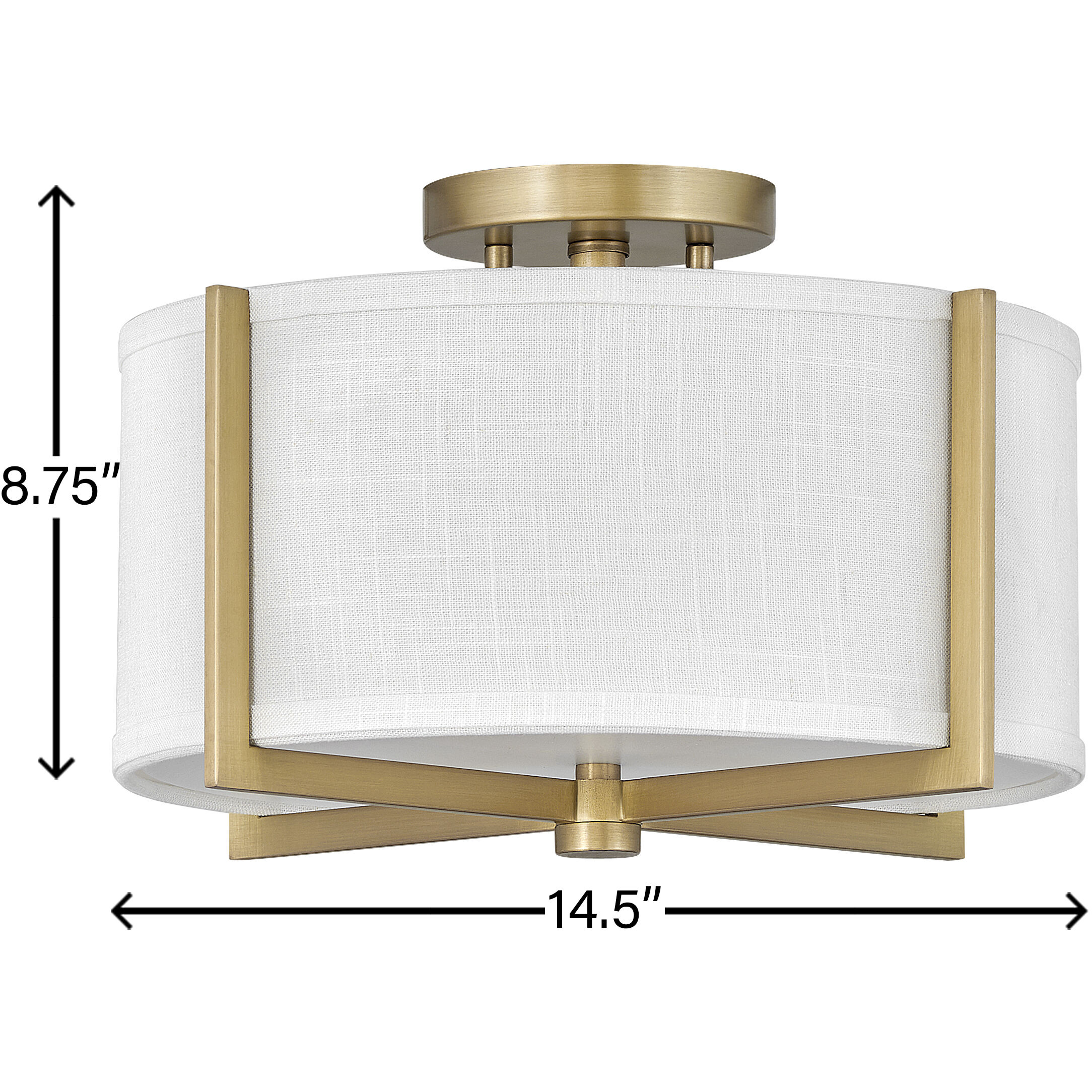 Galerie Axis 2 Light 14.5 inch Heritage Brass Indoor Semi-Flush Mount Ceiling Light