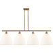 Ballston Ballston Dome 4 Light 50 inch Brushed Brass Island Light Ceiling Light in Matte White Glass