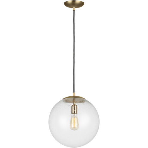 Leo - Hanging Globe 1 Light 14 inch Satin Brass Pendant Ceiling Light