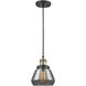 Franklin Restoration Fulton LED 7 inch Black Antique Brass Mini Pendant Ceiling Light in Plated Smoke, Franklin Restoration