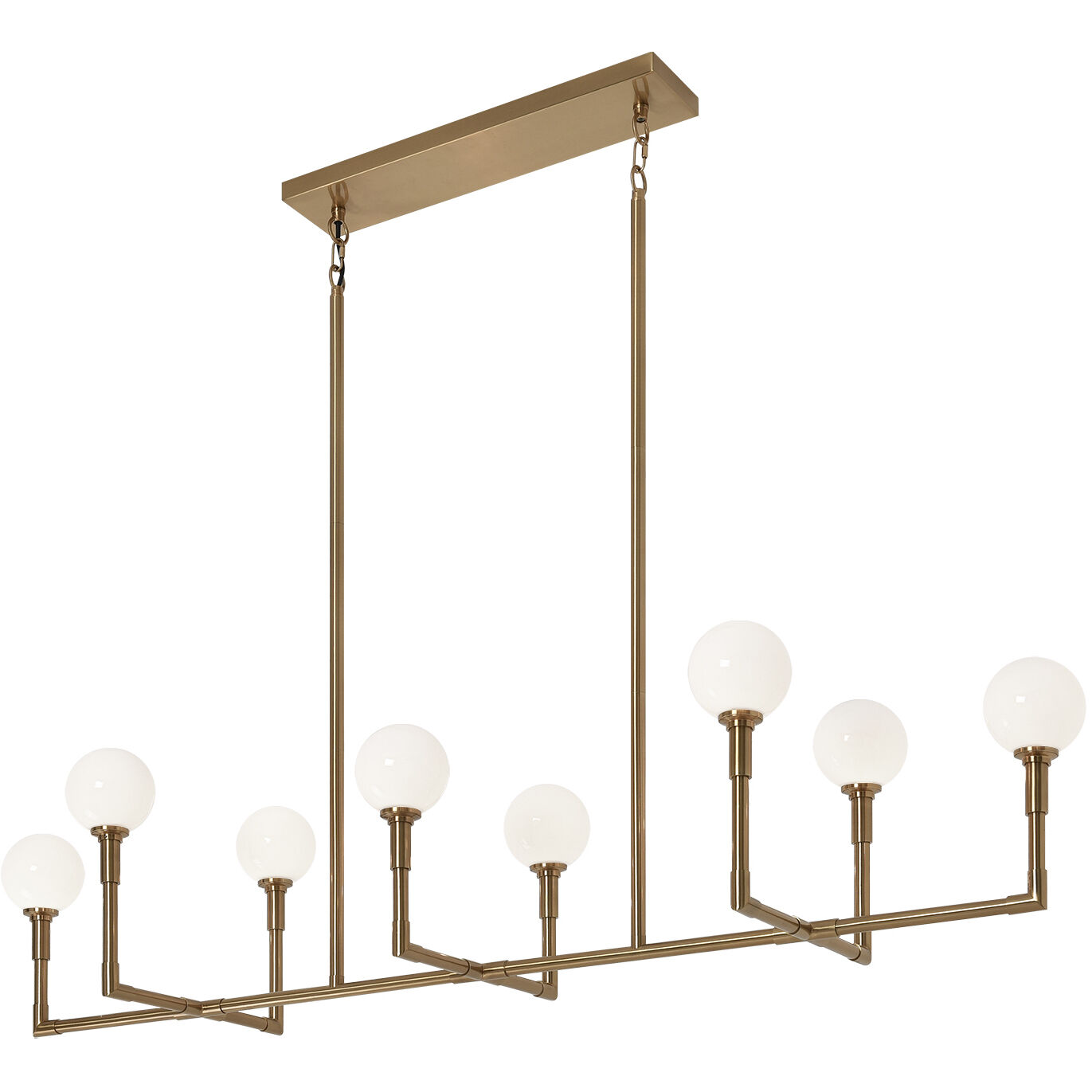 Candlestix 8 Light 50 inch Aged Gold Brass Chandelier Ceiling Light in Aged Gold Brass and Opal Glass