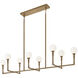 Candlestix 8 Light 50 inch Aged Gold Brass Chandelier Ceiling Light in Aged Gold Brass and Opal Glass