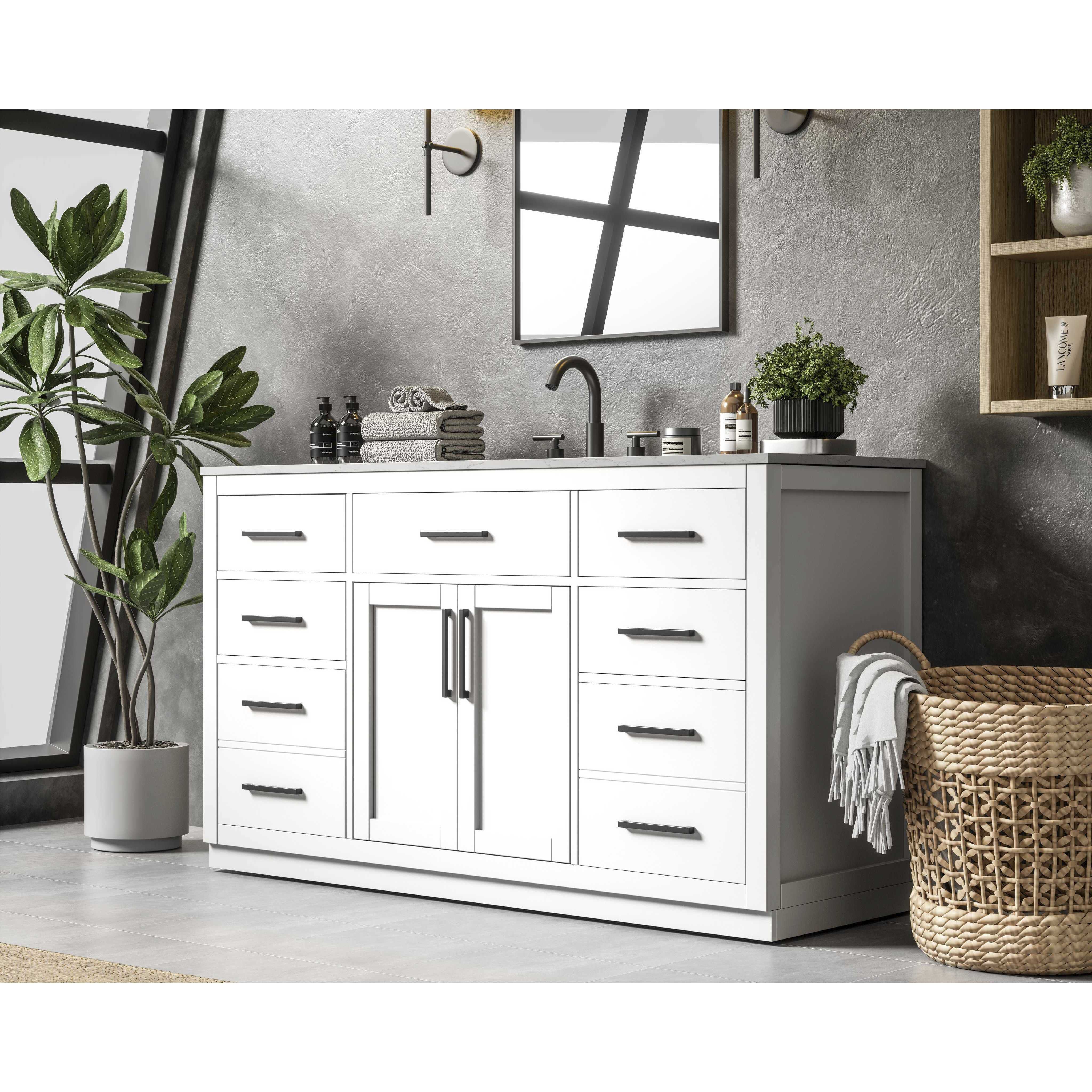 Alden 60 X 35 inch White Bathroom Vanity Cabinet