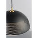 Perf 1 Light 14 inch Black/Satin Brass Single Pendant Ceiling Light in Black and Satin Brass, Bulb Not Included