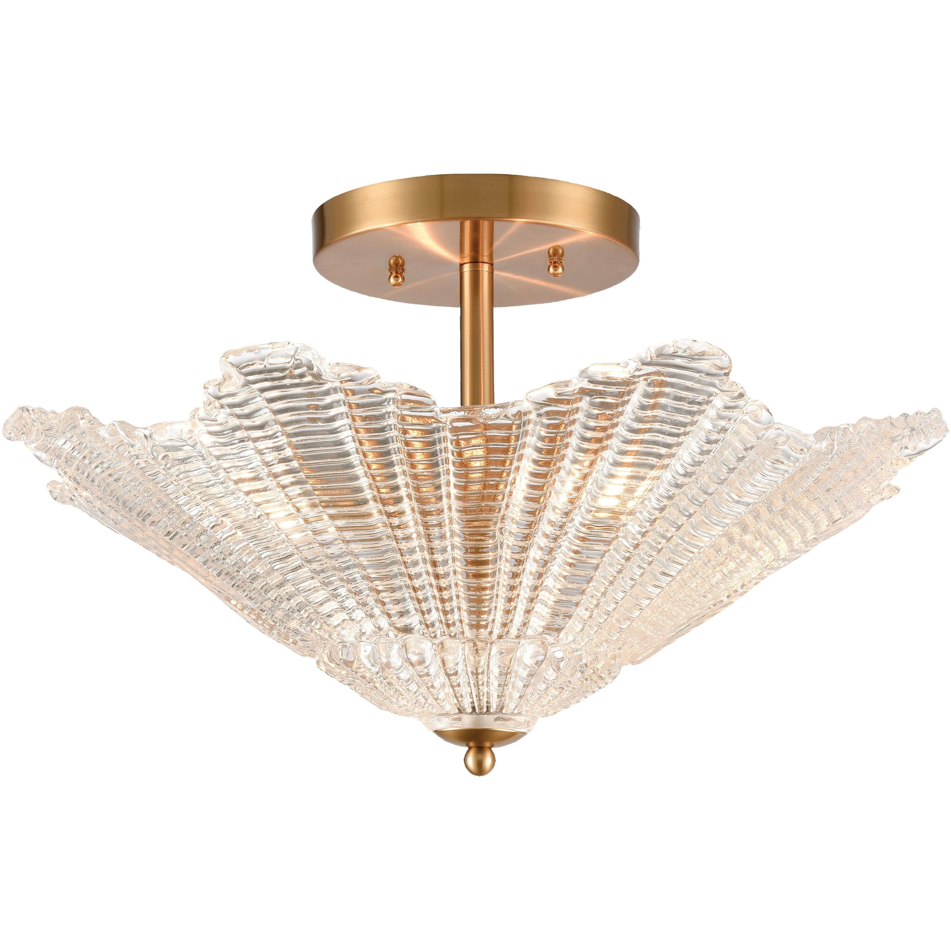 Radiance 4 Light 20 inch Satin Brass Semi Flush Mount Ceiling Light