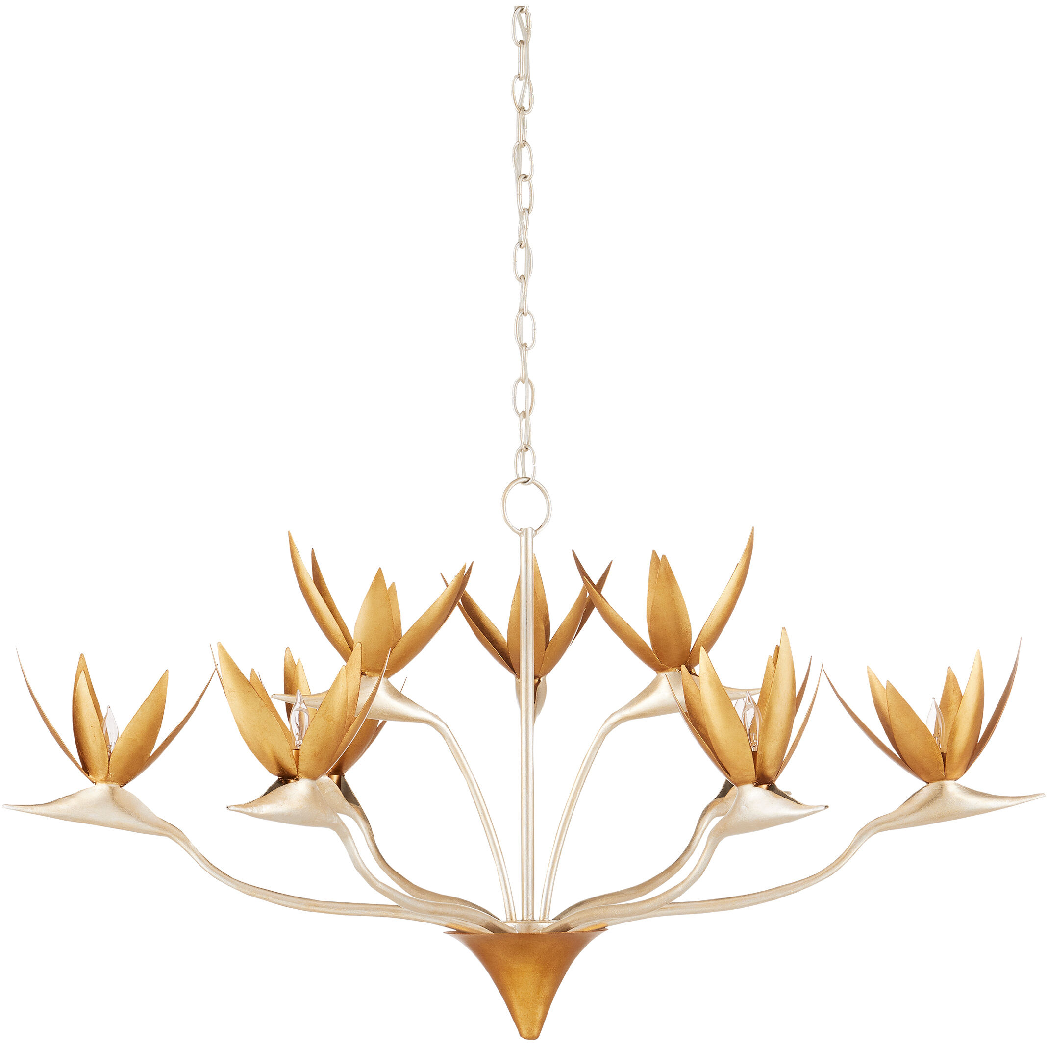 Paradiso 9 Light 39.5 inch Contemporary Silver Leaf and Gold Leaf Chandelier Ceiling Light