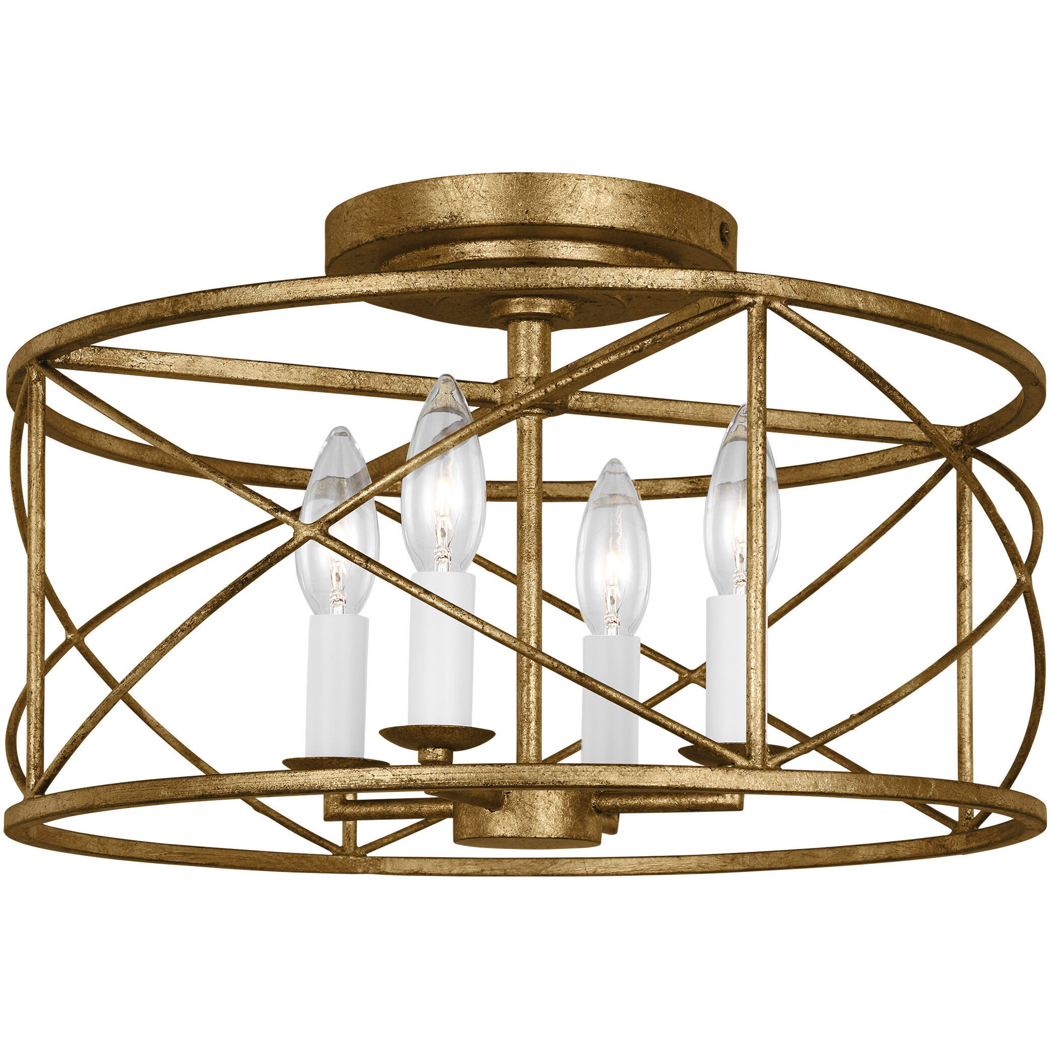 C&M by Chapman & Myers Beatrix 4 Light 15 inch Antique Gild Semi-Flush Mount Ceiling Light