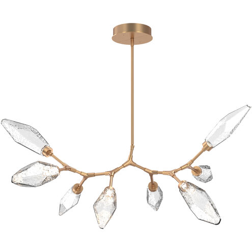 Rock Crystal LED 52.6 inch Novel Brass Linear Pendant Ceiling Light in 3000K LED, Chilled Clear, Modern Branch